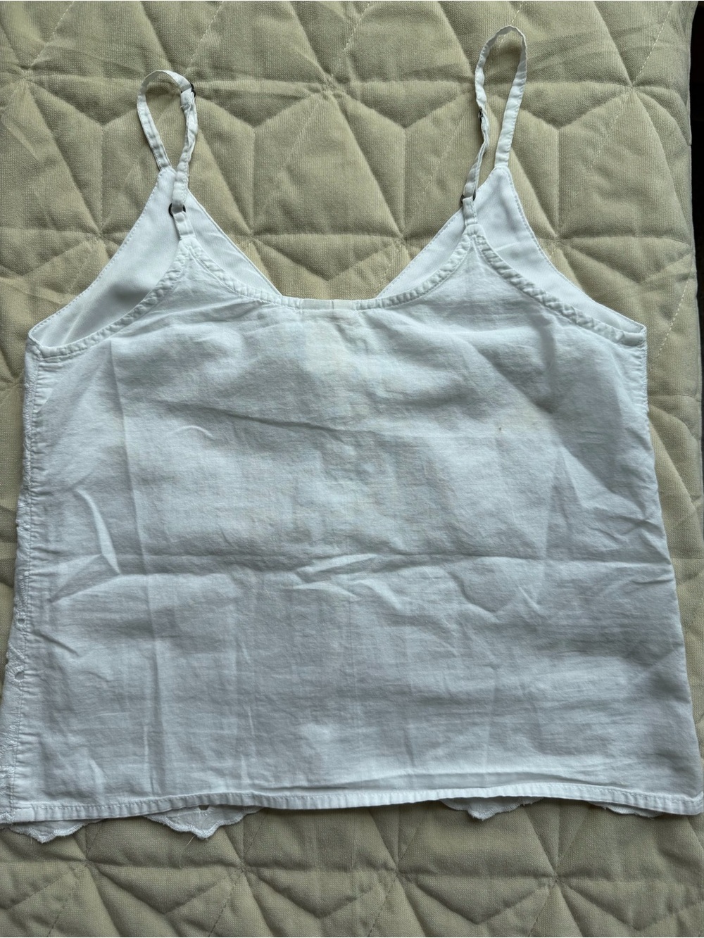Boho Eyelet Lace Button-Down Cami Crop Top – White - Picture 4 of 6